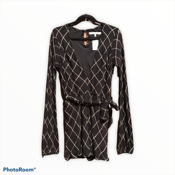 Lovers+Friends Chateau Romper in Black&White Check - Picture 2 of 12